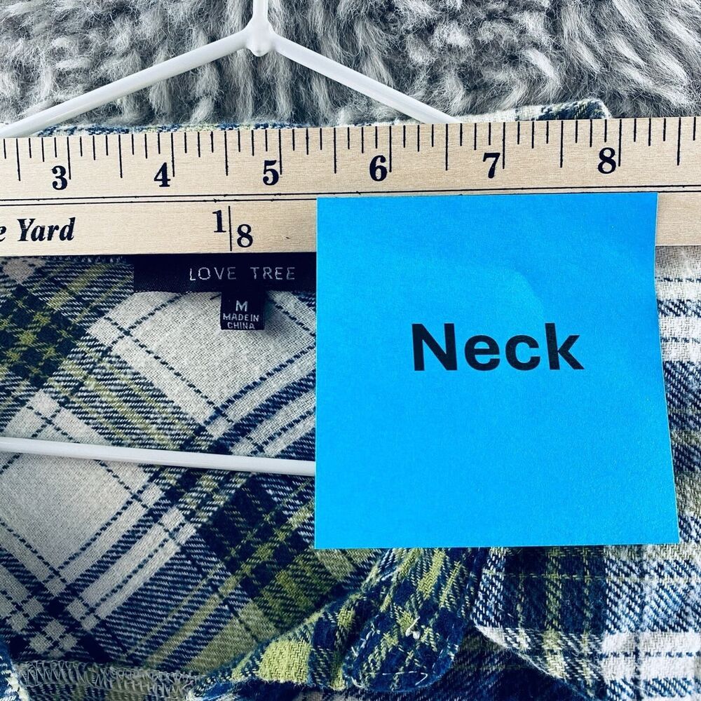 Love Tree Men's Long Sleeve Standard Fit Plaid Shirt Medium Blue Grey - Picture 3 of 10